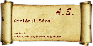 Adriányi Sára névjegykártya